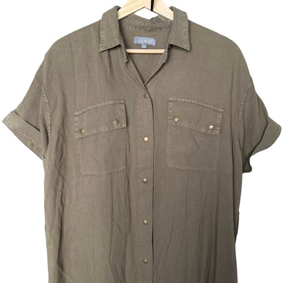 DL1961 Fire Island Utility Relaxed Midi Shift Dress in Teddy Green Size L - Picture 4 of 9